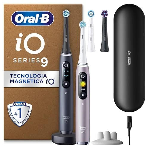 Offerta a tempo: Oral-B iO 9, 2 Spazzolini Elettrici, 4 Testine di Ricambio, Nero e Rosa - 4 Testina di Ricambio per Spazzolino Elettrico, Custodia da Viaggio Ricaricabile, Sensore di Pressione, Pulizia Denti Efficace - 17% da 349.00 € a 289.99 €