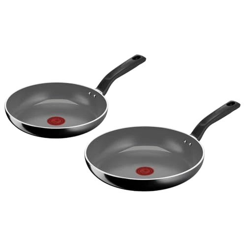Lagostina Gota - Juego de 2 sartenes de 24/28 cm, revestimiento de cerámica antiadherente, deslizamiento óptimo, limpieza fácil, ecológica, Thermo-Signal, segura, compatible con inducción