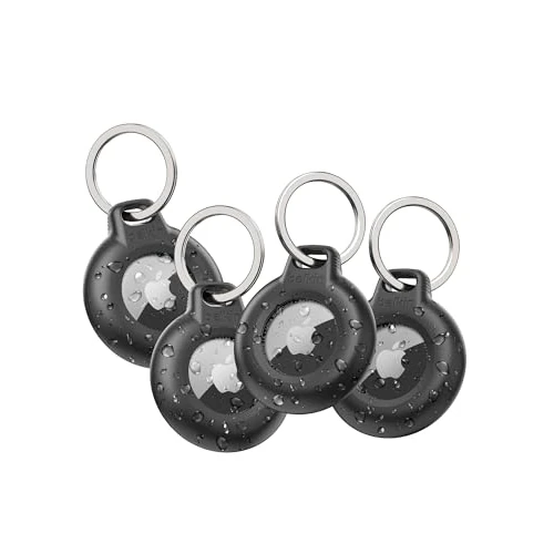 Offre limitée : Belkin Anneau de Protection étanche avec Attache en métal pour AirTag (Protection Durable et antirayure, pour Porte-clés, Colliers d'animaux domestiques, Bagages, Sacs à Dos, etc. Noir, Pack de 4) de 22.98 EUR à 19.99 EUR (remise 13%)