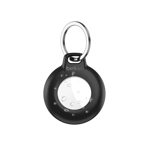Belkin Anneau de Protection étanche avec Attache en métal pour AirTag (Protection Durable et antirayure, pour Porte-clés, Colliers d'animaux domestiques, Bagages, Sacs à Dos, etc. Noir, Pack de 1)