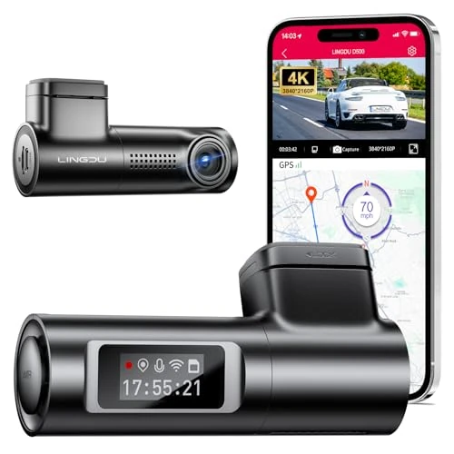 Limitiertes Angebot: LINGDU 4K Dashcam Auto Vorne mit GPS WiFi, Autokamera mit Nachtsicht WDR, Auto Dashcam mit Englische Sprachsteuerung, Loop-Aufnahme, 170° Weitwinkel, Parküberwachung, G-Sensor (D500) von 69.99 EUR auf 39.99 EUR (Spare 43%)