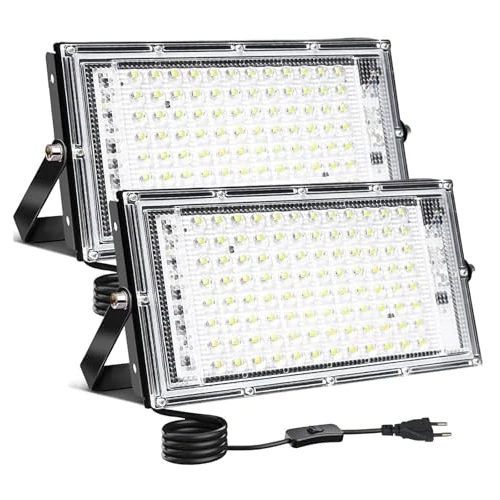 Offerta a tempo: CREATESTAR Faretto Led da Esterno, 100W 2 Pezzi Faretti Led Esterni luce bianca fredda, IP65 Impermeabile Faro Led Esterno per magazzino, campo sportivo, giardino, garage, parcheggio - 19% da 31.99 € a 26.06 €