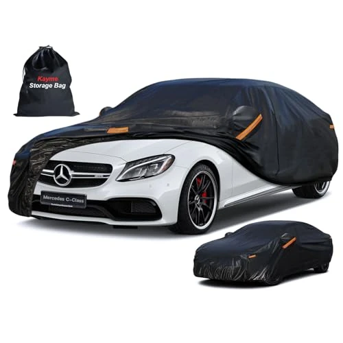 Kayme Plandeka samochodowa, wodoszczelna, oddychająca, pasuje do Mercedes-Benz klasy C limuzyna 2007-2024, 7 warstw, pokrowiec na samochód, ochrona przed deszczem, słońcem, kurzem, plandeka na