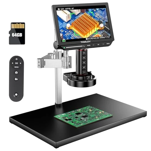 Offerta a tempo: TOMLOV TM4K-AF Max Microscopio Digitale Autofocus 4K 2000X, Schermo IPS da 10,1" con Braccio Rotante, Fotocamera da 52MP HDMI per Monete e Saldatura, con Luce ad Anello, Compatibile PC/TV, 64GB - 0.00% da 359.99 € a 359.99 €