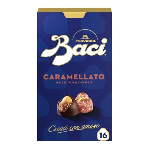 Offerta a tempo: BACI PERUGINA Caramellato alle Mandorle Cioccolatini Fondenti ripieni al Gianduia, Scatola 200g - 25% da 7.99 € a 5.99 €