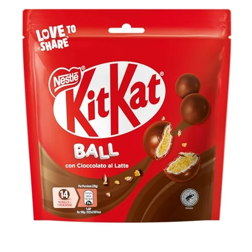 Offerta a tempo: KITKAT Ball Palline di Cereale Croccante ricoperte di Cioccolato al Latte, Sacchetto 140g - 23% da 3.69 € a 2.84 €