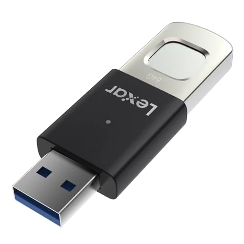 Offerta a tempo: Lexar JumpDrive Fingerprint F35 PRO USB 3.0 Unità Flash 128 GB, fino a 400 MB/s in lettura/300 MB/s in Scrittura, Chiavetta USB, 10 ID impronte digitali consentiti, MemoryStick (LJDF35P128G-RNBNG) - 26% da 83.99 € a 61.90 €