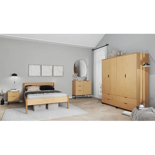 Offerta a tempo: Inter Link – Letto in legno – Matrimoniale e per ospiti – Struttura in legno massello – Oak Colori laccato – 140 x 200 cm – senza rete a doghe – Luna - 0.00% da 105.40 € a 105.40 €