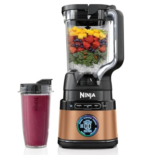 Ninja Detect Power Pro Batidora 2 en 1 (1200W), con jarra de 2 L (capacidad máx. 1900 ml) y 2 vasos, para smoothies, picar verduras y mezclar bebidas congeladas, negro/cobre, TB301EUCP