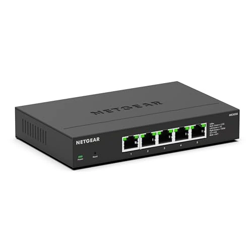 Oferta limitada: NETGEAR Switch 2,5Gb 5 Puertos, Switch Ethernet Gestionable MS305E | 5 x 2,5Gb Puertos, Escritorio/Pared, Carcasa Metálica de 179.99 € a 87.99 € (ahorro 51%)