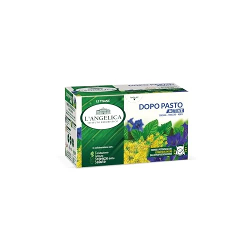 Offerta a tempo: L'Angelica, 1 Astuccio da 18 filtri di Tisane Dopo Pasto Active, Infuso Funzionale Digestivo con Genziana Finocchio e Menta, per favorire la Digestione - 0.00% da 2.88 € a 2.88 €