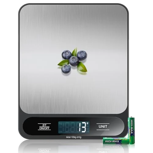 Zeitlich begrenztes Angebot: 【10KG & Edelstahl】Digitale Küchenwaage, elektronische Lebensmittelwaage mit Tara-Funktion, hohe Präzision 1g/0.01oz, leicht zu reinigen, Batterien inklusive von 11.99 € auf 10.19 € (15% Rabatt)