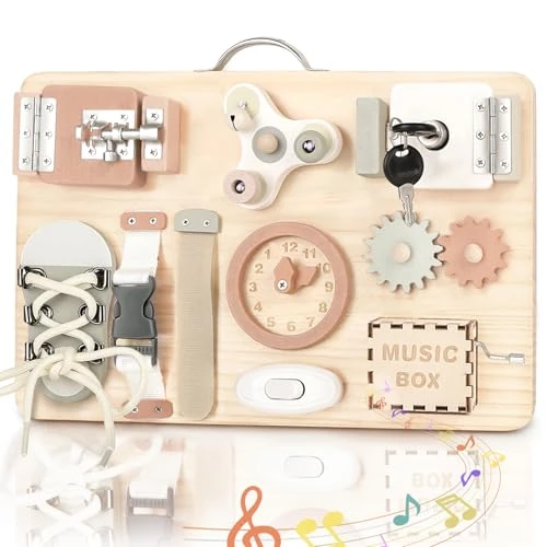 Limitiertes Angebot: Joyreal Montessori Busy Board - Motorikbrett Activity Board Montessori Motorik Spielzeug Sensorik Brett Motorikboard Geschenk für Mädchen Junge von 31.99 EUR auf 23.27 EUR (Spare 27%)