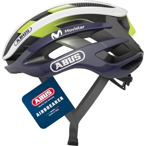 ABUS AirBreaker racefietshelm - high-end fietshelm voor professioneel fietsen - voor tieners en volwassenen - helm voor mannen en vrouwen - wit/blauw (Movistar Team 24), maat L
