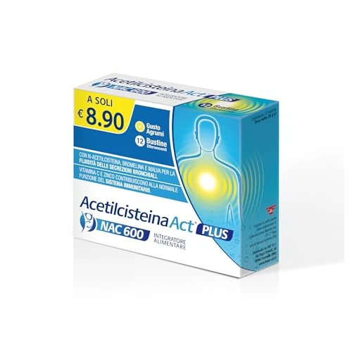Offerta a tempo: Acetilcisteina ACT 600 PLUS, Integratore Alimentare per Supportare la Salute Respiratoria con N — 28% da 8,90 € a 6,43 €