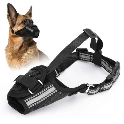 Offre limitée : Nobleza - Muselière pour Chien, Muselière en Maille Douce pour Grands Chiens, Muselière Respirante, Réfléchissante et Ajustable pour Museliere Chien, Museliere Anti-Morsures(XL) de 13.99 € à 13.99 € (0.00% de remise)