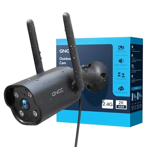 Beperkte aanbieding: GNCC Beveiligingcamera Buiten WiFi 2K, Bewakingscamera voor Buiten, 24/7 Monitoring, 2-Weg Audio, Bewegings- en geluidsdetectie, nachtzicht, IP65 Weerbestendig, 2,4 GHz, Compatibel met Alexa, GT1ProB van 19.99 EUR naar 19.99 EUR (besparing 0%)