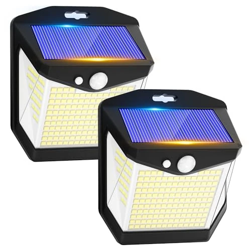 Solar Light for Outdoor Use - Motion Sensor 248 LEDs Solar Light for Outdoor Use IP65 Waterproof Lighting 270° Safety Wireless Wall Light Outdoor Light for Wall Garage 2 Set