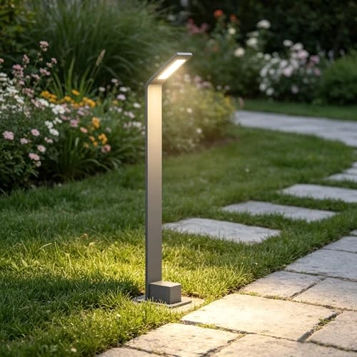 Offerta a tempo: Mai & Mai Lampione da Giardino 3000K, Luminoso da Giardino IP65 Paletti Esterni Led 12.8X9.8x80.8cm in Alluminio per Giardini, Parchi, Aree Residenziali e Ingressi Pfadfinder, Sabbia grigio scuro - 0.00% da 69.99 € a 69.99 €