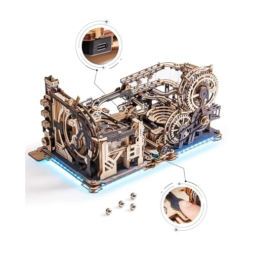Offerta a tempo: ROKR Piste da corsa Puzzle 3D Legno Modellini da Costruire in Legno, Kit Modello Meccanico a Motore con sfere, Modalità Automatiche, Marble Spaceport & Night City & Kit di collegamen, LGC01 LGA01 LG01 — 20% da 129,95 € a 103,96 €