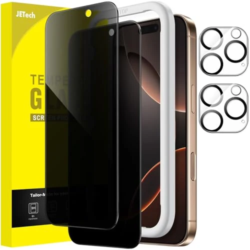Limited-time offer: JETech Privacy Screen Protector for iPhone 16 Pro Max 6.9-Inch with Camera Lens Protector, Anti-Spy Tempered Glass Film, Easy Installation Tool, 2-Pack Each from 12.99 GBP to 12.99 GBP (save 0%)