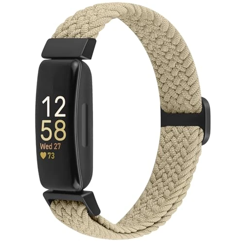 TumCez Correa compatible con Fitbit Inspire 3/Inspire 2/Inspire/Inspire HR/Fitbit Ace 3/Ace 2 Correa para Mujer Hombre Niño, beige, 5,1'' - 9,8'' (130mm-250mm), Clásico