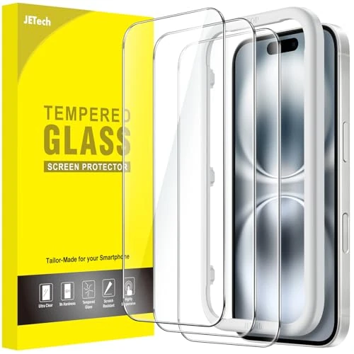 Limited-time offer: JETech Screen Protector for iPhone 16 6.1-Inch, Tempered Glass Film with Easy Installation Tool, Case-Friendly, HD Clear, 3-Pack from 6.99 GBP to 6.99 GBP (save 0%)