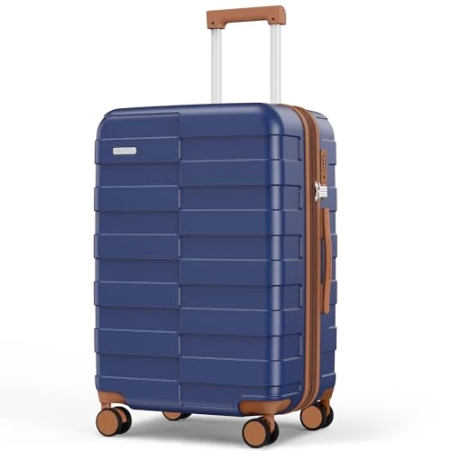 Vipbox Maletas de Viaje Rígidas Mediano 65cm (3 AÑOS DE Servicio VIP) Policarbonato Ampliable Set Maleta Trolley Ligero Duradero con 4 Ruedas Dobles Giratorias y Cerradura TSA, Azul Clásico