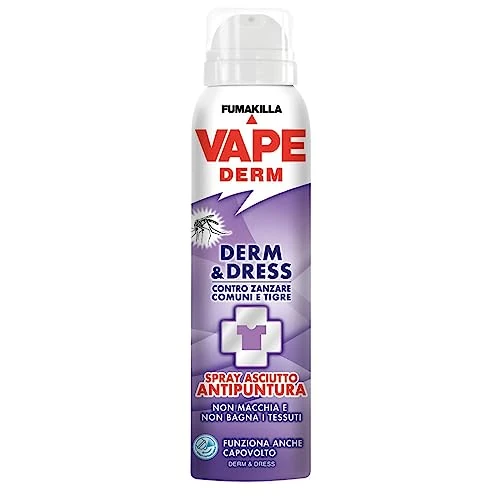 Offerta a tempo: Vape Vape Spray Derm & Dress 100ml, Spray Repellente Zanzare e Altri Insetti, Applicabile anche solo sui Vestiti, Non Macchia i tessuti - 12% da 6.79 € a 5.99 €