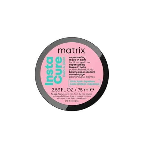 Offerta a tempo: Matrix, Balsamo Leave-in per Capelli Danneggiati, Capelli Forti, Elastici e Rinforzati dall'Interno, Protezione Fino a 230°C,Acido Citrico e Squalane di Origine Vegetale, Instacure Build-A-Bond, 75 ml - 43% da 25.60 € a 14.48 €