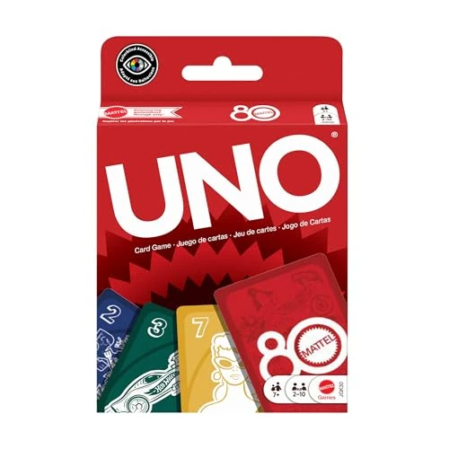 Mattel Games, UNO Mattel Ruby Red-Version Kartenspiel für Kinder, Erwachsene und Familien, Spieleabende, Reisen, Camping und Parties, JGK30