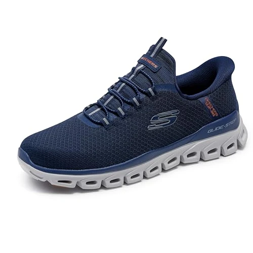 Skechers Glide-Step Noxus Hands Free Slip-in, Scarpe da Ginnastica Uomo, Navy Mesh/Pu, 45 EU