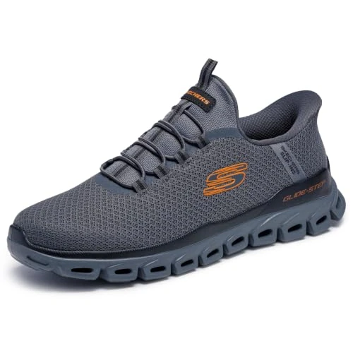 Offerta a tempo: Skechers Glide-Step Noxus - Sneaker da Uomo Senza Mani, Carbone/Arancione, 44 EU - 23% da 84.95 € a 64.99 €