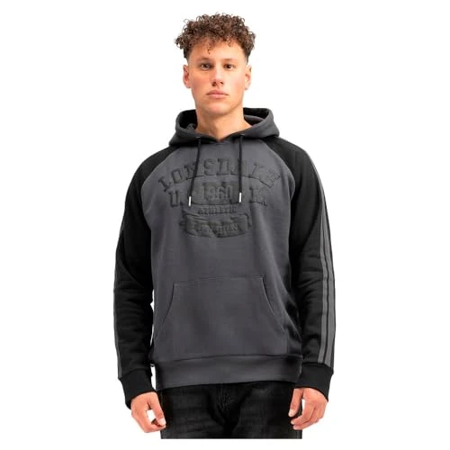Lonsdale Men's Linnfoots Hoodie, Anthracite/Black, S