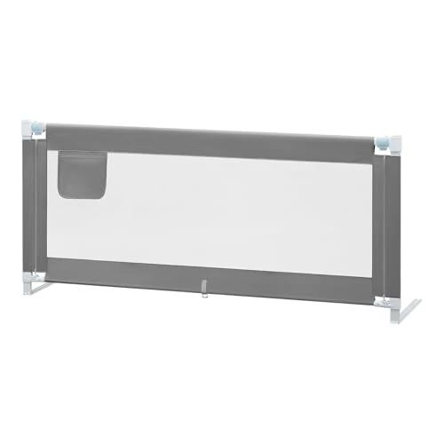 WOLTU Bed Rail for Toddlers, 180cm Baby Bed Guard, Height Adjustable 69–87cm, Portable Safety Barrier with Removable Cover, Metal Frame, Dark Grey