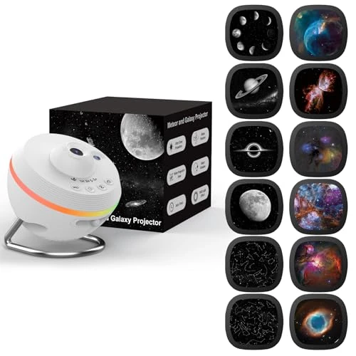Offerta a tempo: Ainael Proiettore Galassia, Proiettore Stelle Soffitto Planetaria Cielo Stellato Luce Notturna con Striscia Luminosa, Meteor and Galaxy Projector & 2 Films Set per Bambini Adulti Regalo - 23% da 99.99 € a 76.70 €