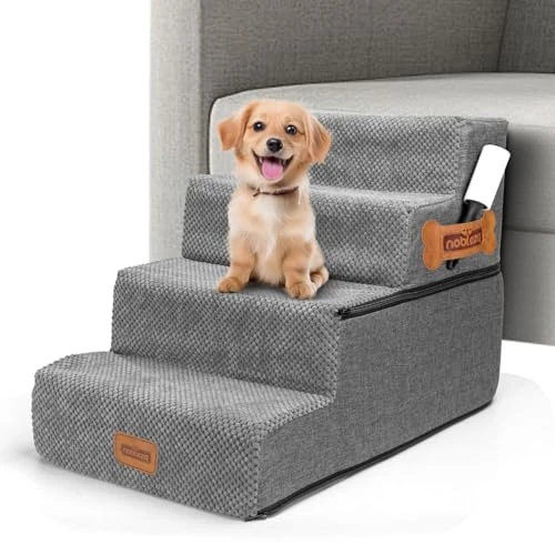 Offerta a tempo: Nobleza Scaletta per Cani, Rampa per Cani 4 Gradini Spugna Scala per Cani Gatti di Piccola Taglia, Scale per Animali Domestici con Copertura Rimovibile e Rullo Antipelucchi per Divano Letto - 46% da 56.99 € a 30.79 €