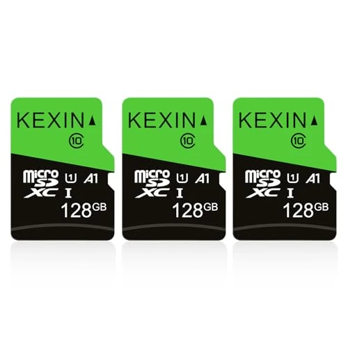 Tijdelijke aanbieding: KEXIN 128 GB micro SD-kaarten + SD-adapter, verpakking van 3 microSDHC-geheugenkaarten klasse 10 UHS-I externe micro SD-kaart TF-kaart voor tablet, smartphone, drone, dashcam, camera, monitor (128 GB van 69.99 € naar 69.99 € (0.00% 