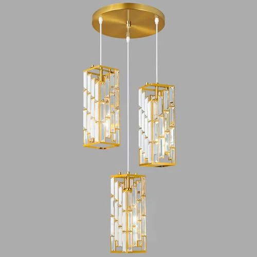 Offerta a tempo: ZPBSJ Modern Gold Pendant Lights Mini Crystal Pendant Lighting,Pendant Light Fixture for Kitchen Island Dinning Room Bedroom (3 Light) - 0.00% da 149.99 € a 149.99 €