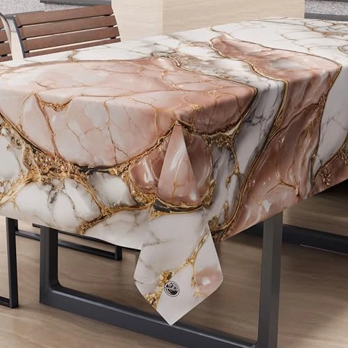 Begrenztes Angebot: PETTI Artigiani Italiani - Fleckabweisende Tischdecke, rechteckig, für Küche, elegant, Marmoreffekt, Rosa, für 6 Plätze (140 x 180 cm), 100% Made in Italy von 27.87 EUR auf 27.87 EUR (Rabatt 0%)