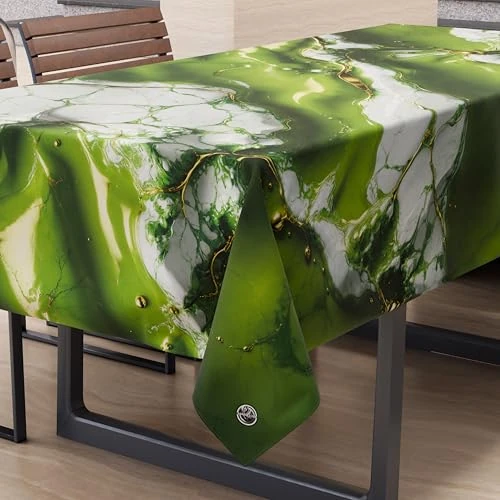 Limited-time offer: PETTI Artigiani Italiani - Stain Resistant Rectangular Tablecloth Kitchen Elegant Marble Effect Green X12 Seater (140 x 240 cm) 100% Made in Italy from 27.88 GBP to 27.88 GBP (save 0%)