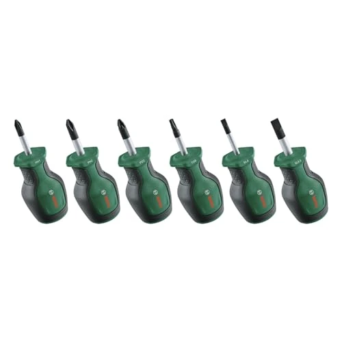 Zeitlich begrenztes Angebot: Bosch Stubby Schraubendreher Set 6-teilig (Kompakte Schraubendreher für Arbeiten an engen Stellen; PH/PZ/TX/SL; S2-Stahl; Hohes Drehmoment; Farbcodiert; Magnetische Spitze; Ergonomischer Softgrip) von 14.99 € auf 10.96 € (27% 
