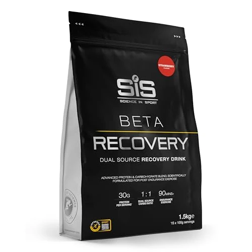 Science in Sport BETA Recovery Poudre 1,5kg Fraise - Boisson sportive de récupération en poudre avec glucides et protéines dans un rapport 2:1, Boisson en poudre pour accompagner l’entraînement