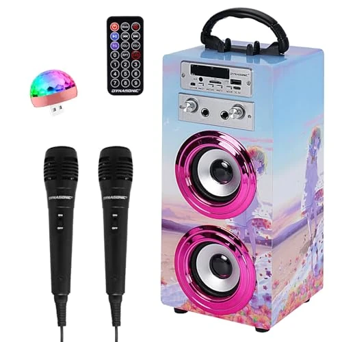 Limited-time offer: DYNASONIC Karaoke Machine with 2 Microphones, Portable Bluetooth Speaker with Lights, USB and SD Reader, Gift for Children Ages 5-13 (Model 17 lights) from 43.00 GBP to 43.00 GBP (save 0%)