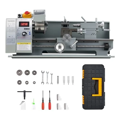 Offerta a tempo: CREWORKS 750W Tornio per Metallo 210 x 400 MM Tornio da Banco per Metalli a Velocità Variabile 50-2500 giri/min con Mandrino a 3 Griffe LCD Display per Filettatura Tornitura Taglio Foratura - 0.00% da 799.99 € a 799.99 €