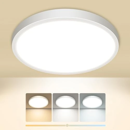 Oferta limitada: slochi Plafon LED Techo,15W 1500LM Bajo Consumo lampara techo,3000K/4000K/6500K regulableØIP44 Impermeable Ultra Delgado Plafones Para Techo Led,Adecuado para Baño cocina Ø18CM de 12.99 € a 8.73 € (ahorro 33%)