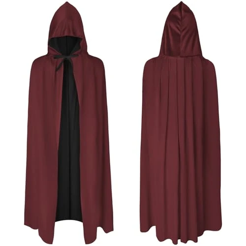 Limited-time offer: AOOWU Kids Hooded Cape, Unisex Reversible Black-Wine Red Hooded Cloak, Vampire Cape Witch Cloak, Adult Fancy Dress Costume for Halloween Christmas Party Carnival Cosplay, 90CM from 7.99 GBP to 7.99 GBP (save 0%)