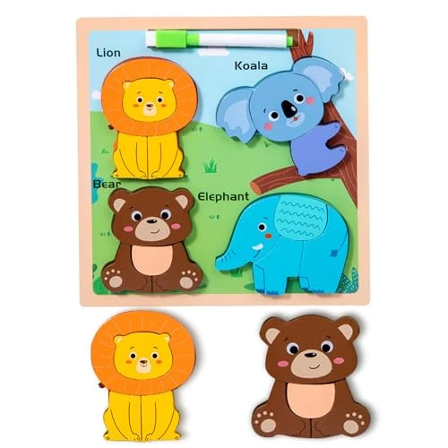 Offerta a tempo: Puzzle in Legno per Bambini, Puzzle in Legno Montessori, Puzzle 3d Legno per Bambini, Giocattoli Educativi, Giocattolo per l'Educazione Precoce per Bambini da 1 a 3 Anni (Foresta) - 0.00% da 5.99 € a 5.99 €