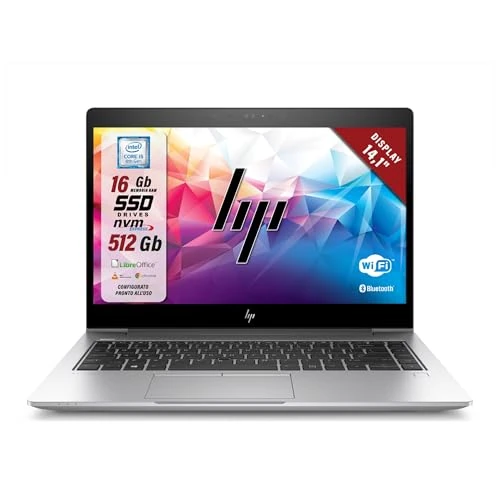 HP Elitebook, Intel i5-8Th 4 Core 1,7 GHz, Display 14,1 Zoll, RAM 16 GB, SSD 512 GB, Notebook, sofort einsatzbereit, W11, Libre-Paket (generalüberholt)