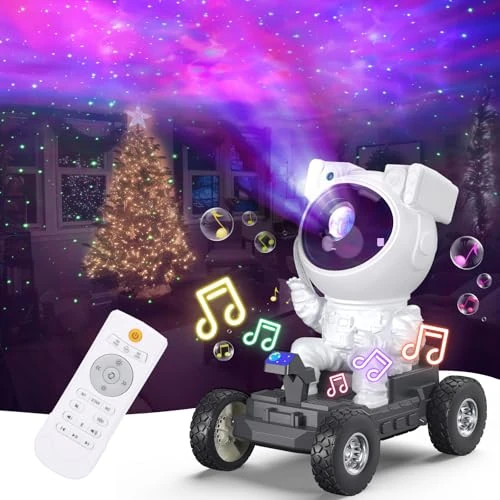 DAYLUMI Projecteur ciel étoilé LED astronaute avec musique Lunar-Rover Projecteur Galaxy avec minuterie et télécommandes, lampe de projection de plafond pour chambre à coucher, cadeau pour enfants et